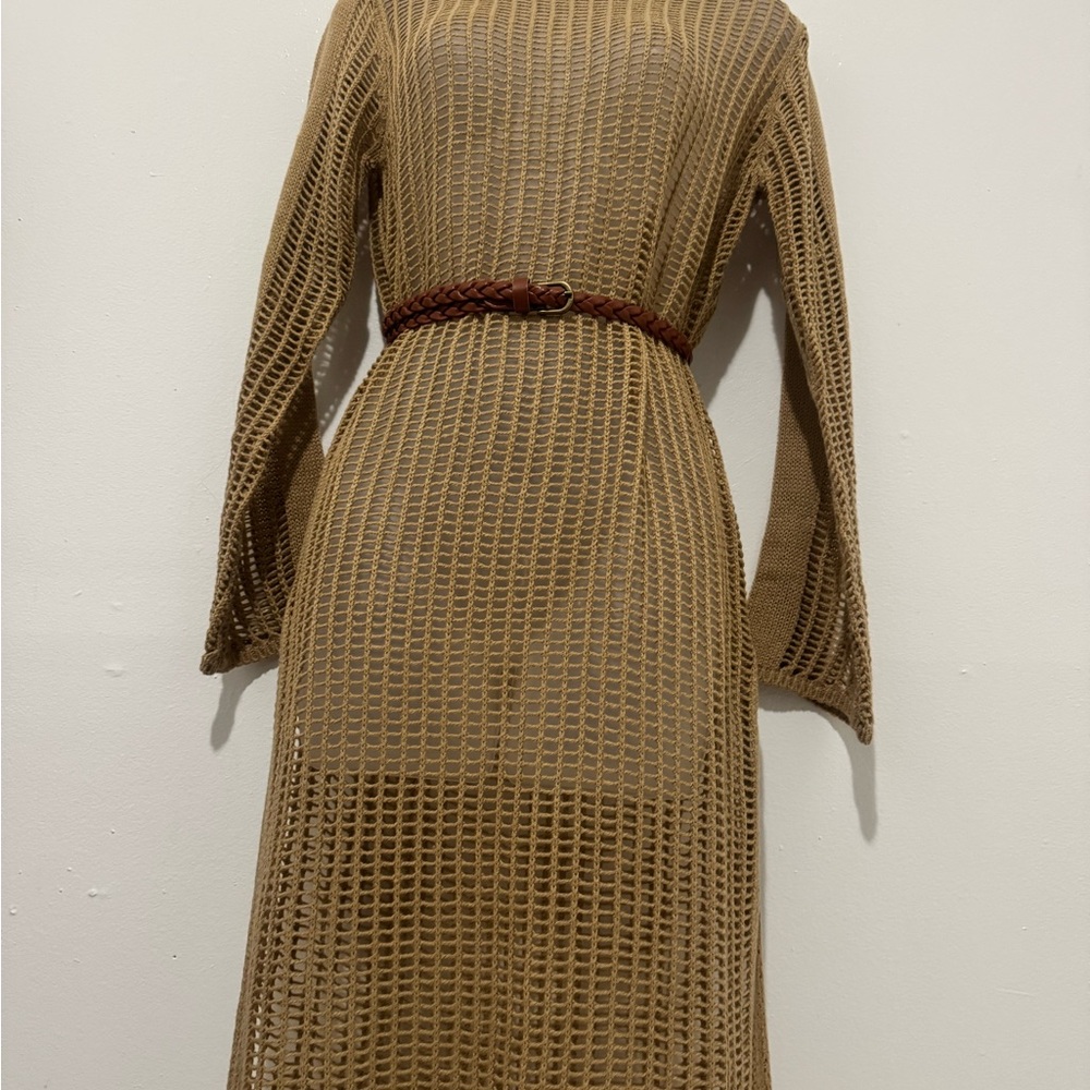 Elegant Tan Knit Dress